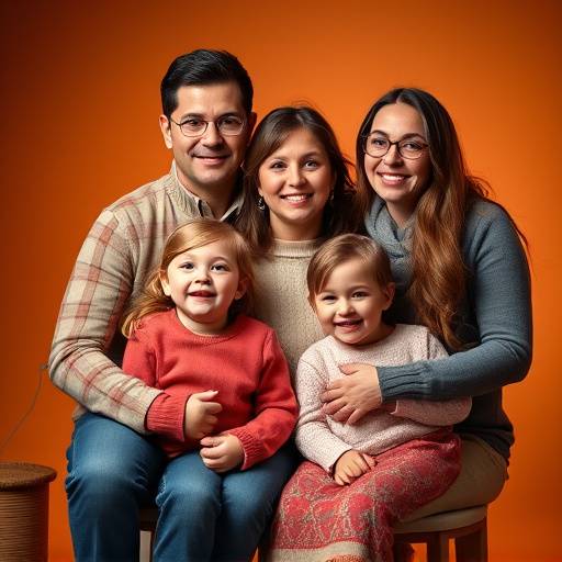 Family portrait with children in the studio