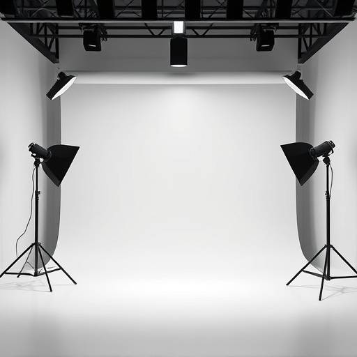 Well-equipped studio with a cyclorama wall